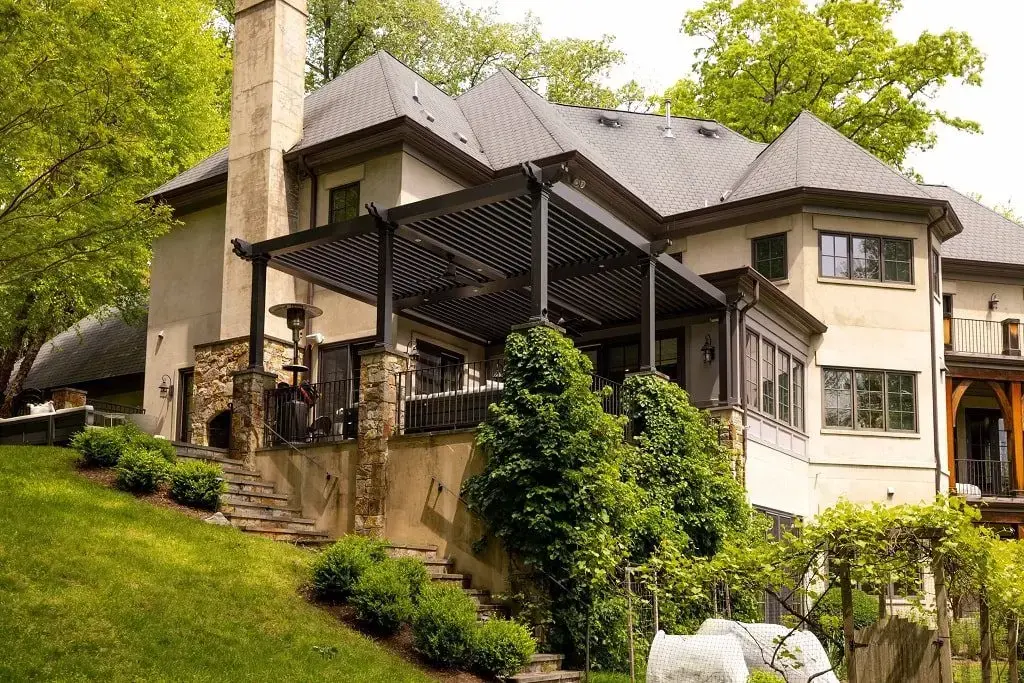 black-large-pergola-on-vintage-house