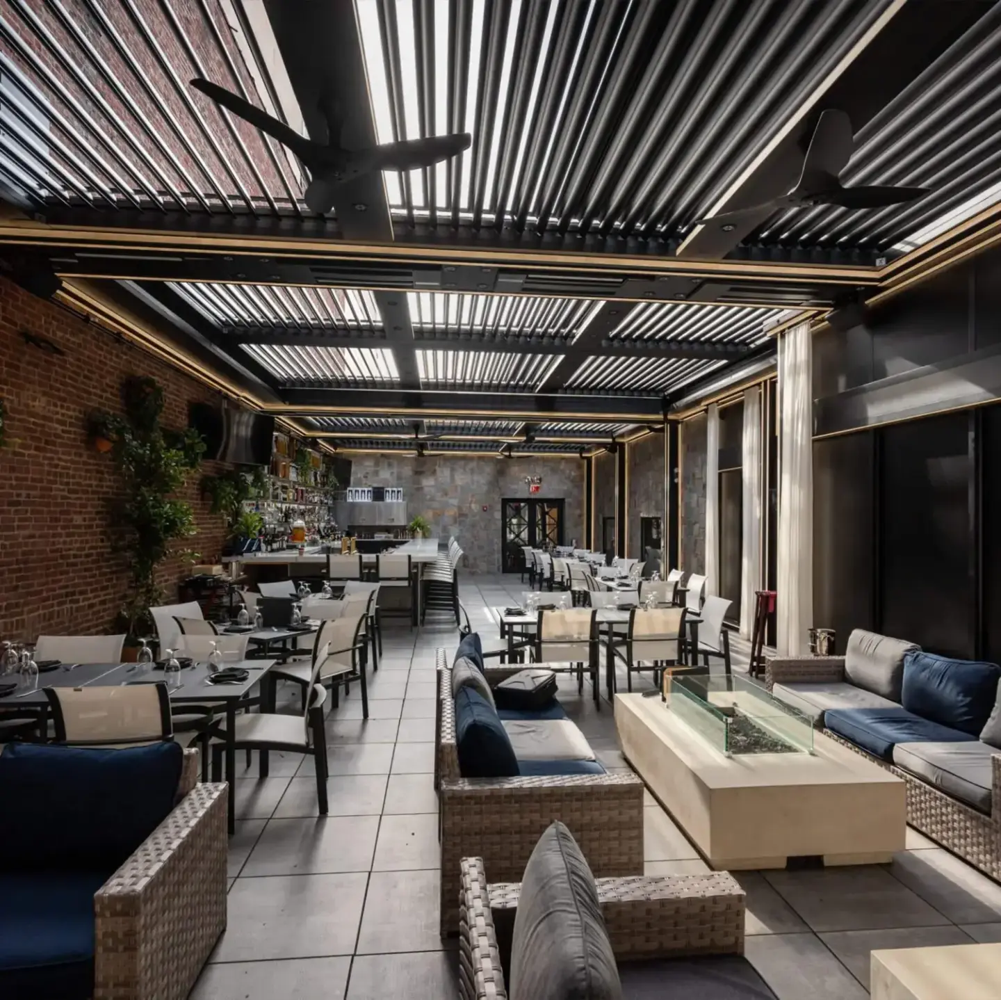 long-pergola-with-fan-on-residential-restaurant